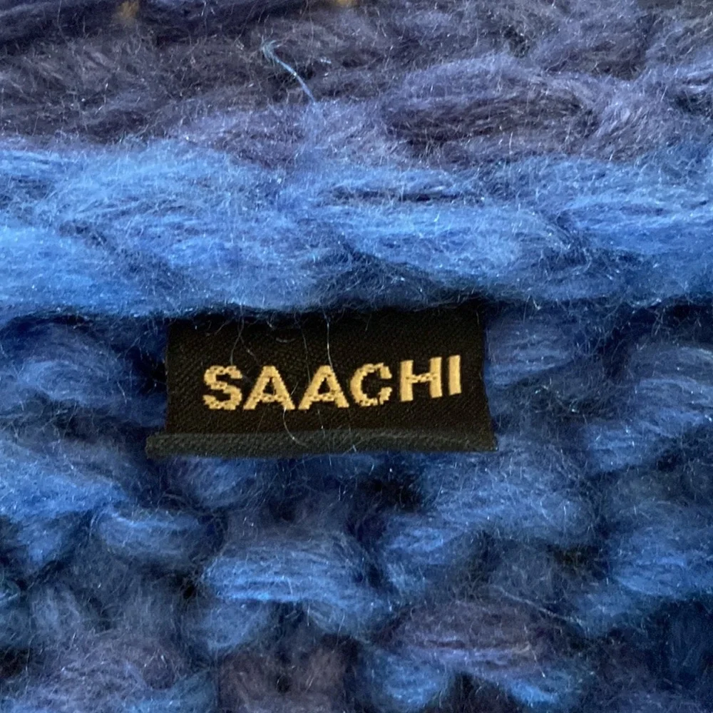 SAACHI Multicolor Chunky Knit Striped Cardigan - Blue, Pink, Yellow - Picture 11 of 13